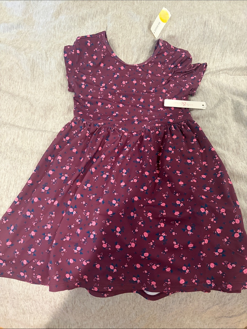Andy & Evan Plum Floral Fit-and-Flare Dress